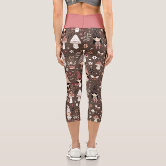 Whimsical Fair Gnomes and Mushrooms Personalized Capri Leggings