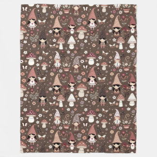 Whimsical Fair Gnomes and Mushrooms Personalized Fleecedecke
