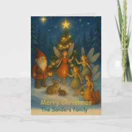 Whimsical Fairies and Elves Custom Christmas Karte