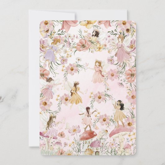 Whimsical Fairies Babydusche Blumengarten Wiese Save The Date (Rückseite)