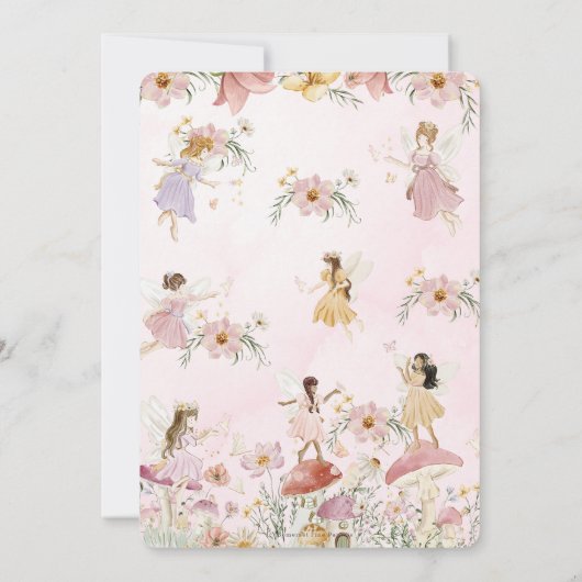 Whimsical Fairies Babydusche Blumengarten Wiese Save The Date (Rückseite)