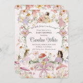 Whimsical Fairies Kinderdusche Blume Wiesen Garten Einladung (Vorne/Hinten)