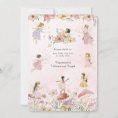 Whimsical Fairies Kinderdusche Blume Wiesen Garten Einladung (Rückseite)