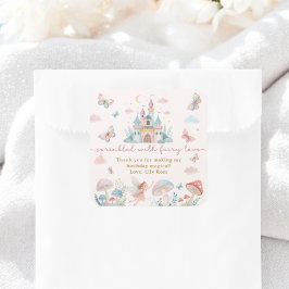 Whimsical Fairy 1. Geburtstag Vielen Dank Quadratischer Aufkleber