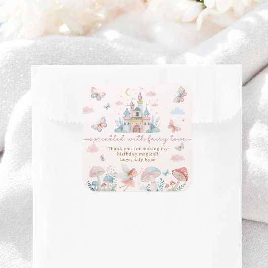 Whimsical Fairy 1. Geburtstag Vielen Dank Quadratischer Aufkleber