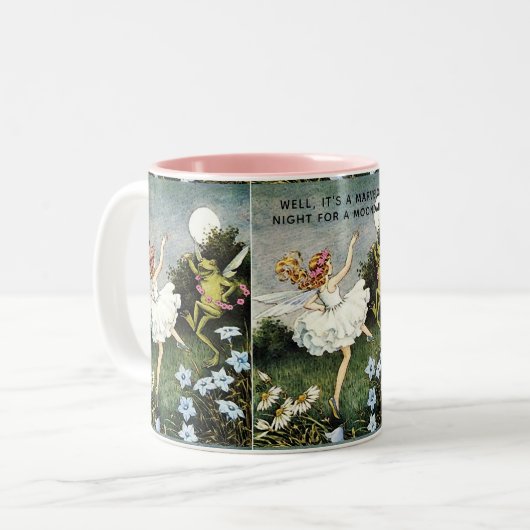 Whimsical Fairy and Frog Dancing Zweifarbige Tasse (Vorderseite Links)