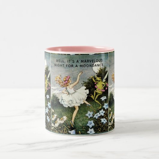 Whimsical Fairy and Frog Dancing Zweifarbige Tasse (Mittel)
