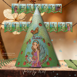 Whimsical Fairy and Strawberry Birthday Party Hat Partyhütchen
