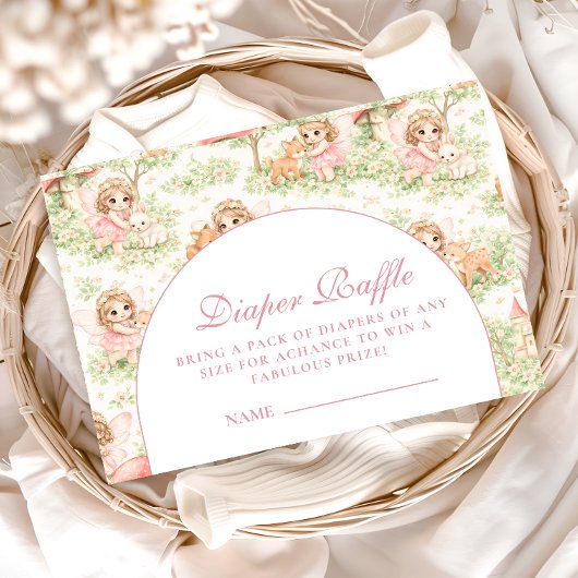 Whimsical Fairy Baby Shower Diapper Raffle Begleitkarte