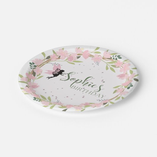 Whimsical Fairy Birthday Party Pappteller (Schrägansicht)