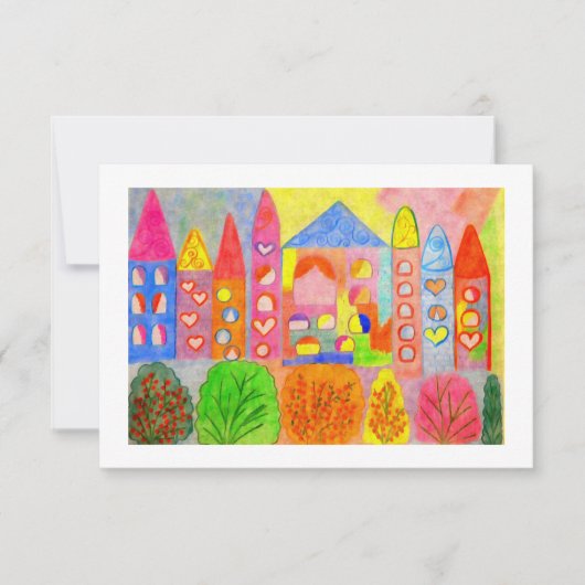 Whimsical Fairy Castle Town Holiday Response Card RSVP Karte (Vorderseite)