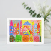 Whimsical Fairy Castle Town Holiday Response Card RSVP Karte (Stehend Vorderseite)