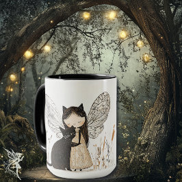Whimsical Fairy & Cat Geburtstag Personalisiertes Tasse