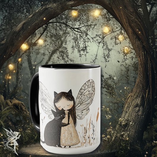 Whimsical Fairy & Cat Geburtstag Personalisiertes Tasse