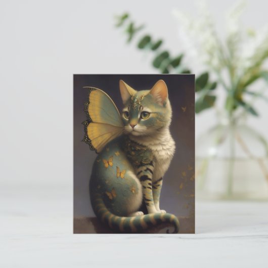 Whimsical Fairy Cat Postkarte (Stehend Vorderseite)