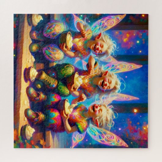 Whimsical Fairy Cousins Mashed Potatoes Fun Time Puzzle (Horizontal)