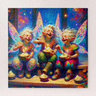 Whimsical Fairy Cousins Mashed Potatoes Fun Time Puzzle