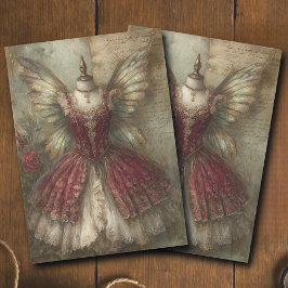 Whimsical Fairy Crimson Ballet Costume Decoupage Seidenpapier