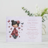 Whimsical Fairy Doll Retro Cute Baby Shower Einladung (Stehend Vorderseite)