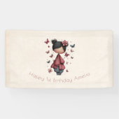 Whimsical Fairy Doll Retro Cute Birthday Banner (Horizontal)