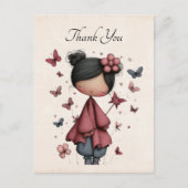 Whimsical Fairy Doll Retro Cute Thank You Postkarte (Vorderseite)