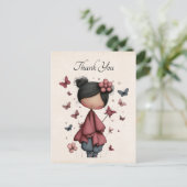 Whimsical Fairy Doll Retro Cute Thank You Postkarte (Stehend Vorderseite)