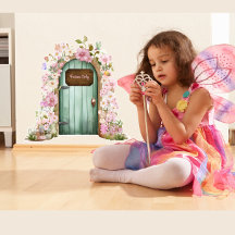 Whimsical Fairy Door mit rosa Blume Wanddekor
