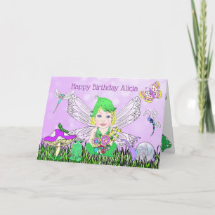 Whimsical Fairy Elf auf Magic Mushroom Geburtstag Karte