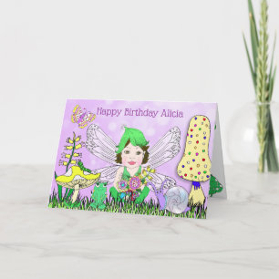 Whimsical Fairy Elf auf Magic Mushroom Geburtstag Karte