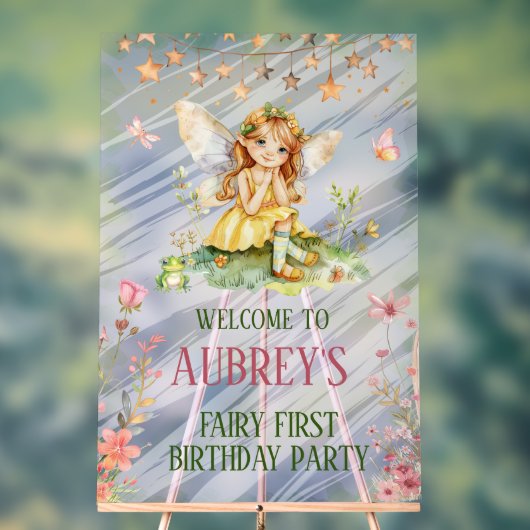 Whimsical Fairy erster Geburtstag Acrylschild (Neutral)