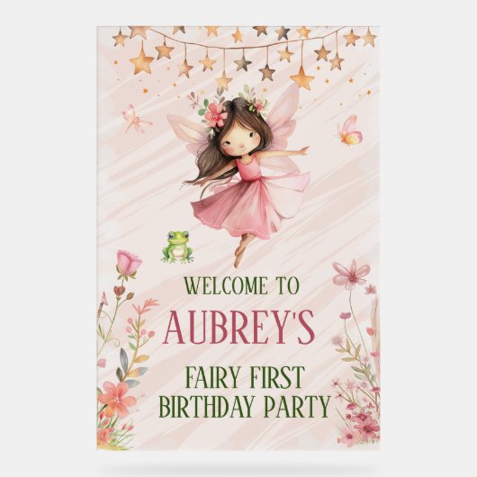 Whimsical Fairy erster Geburtstag Acrylschild (Vorderseite)