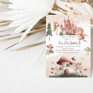 Whimsical Fairy erster Geburtstag | Burg & Pilz Einladung