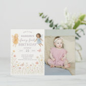 Whimsical Fairy Erster Geburtstag Einladung (Stehend Vorderseite)