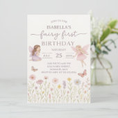 Whimsical Fairy Erster Geburtstag Einladung (Stehend Vorderseite)