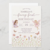 Whimsical Fairy Erster Geburtstag Einladung (Vorne/Hinten)