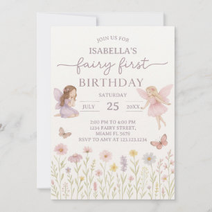 Whimsical Fairy Erster Geburtstag Einladung