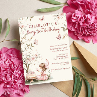 Whimsical Fairy erster Geburtstag Einladung