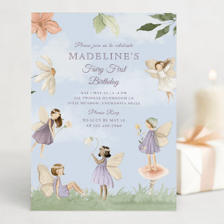 Whimsical Fairy Erster Geburtstag Einladung für Mä