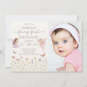 Whimsical Fairy Erster Geburtstag Einladung mit Fo