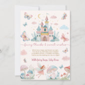 Whimsical Fairy Erster Geburtstag Pink Burg Kinder Dankeskarte (Vorderseite)