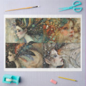 Whimsical Fairy Faces Scrapbooking Mixed Media Seidenpapier (Basteln)