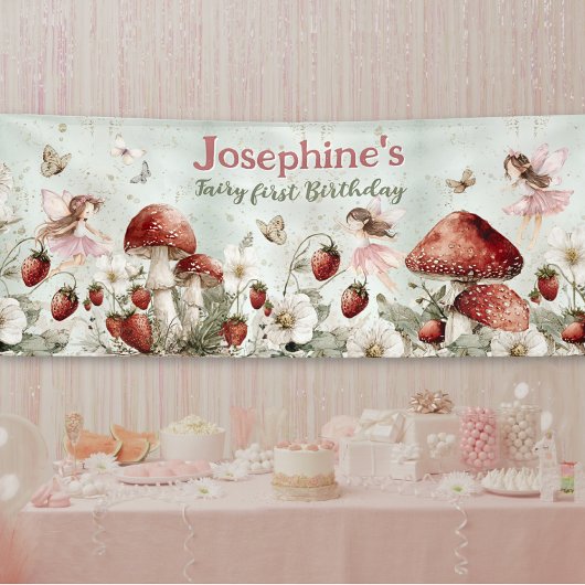 whimsical fairy first birthday custom long banner