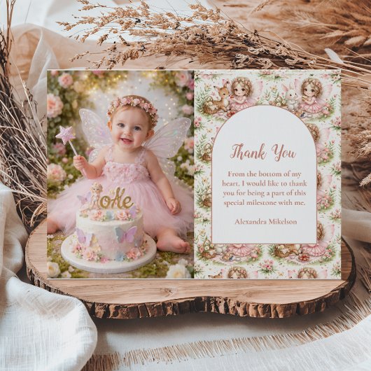 Whimsical Fairy First Birthday Dankeskarte