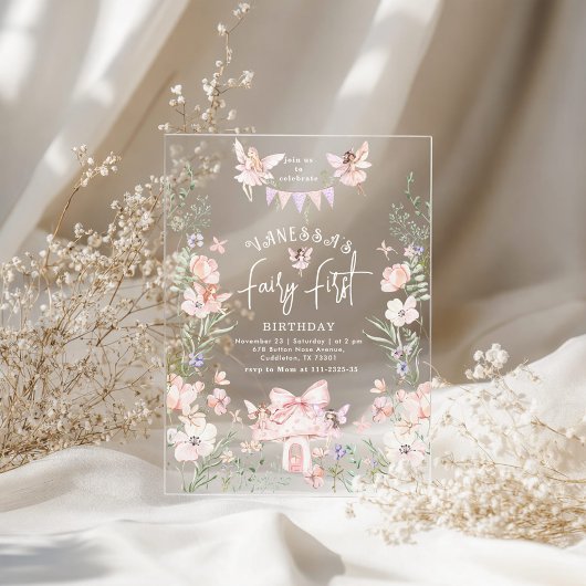 Whimsical Fairy First Birthday Enchanted forest Acryleinladungen