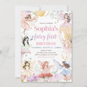 Whimsical Fairy First Birthday Party Einladung (Vorderseite)