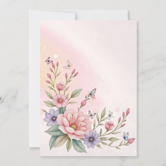 Whimsical Fairy flower 4th birthday Invitation Einladung (Rückseite)