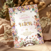 Whimsical Fairy flower 4th birthday Invitation Einladung