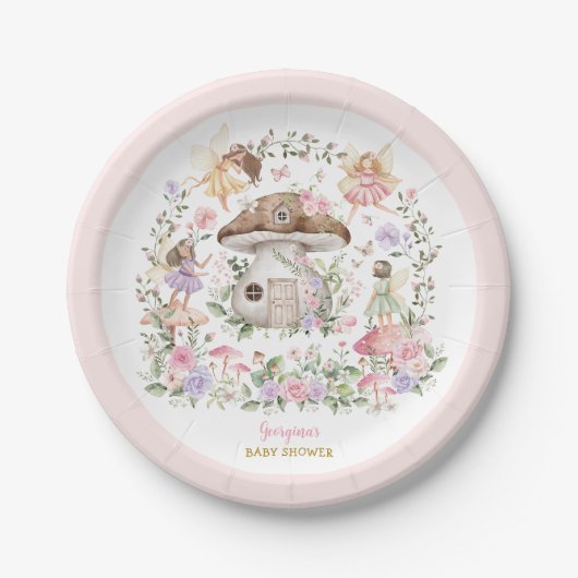 Whimsical Fairy Forest Garden Girl Babydusche Pappteller (Vorderseite)