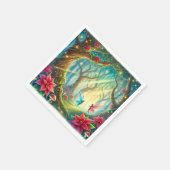 Whimsical Fairy Forest & Poinsettia Découpage Serviette (Ecke)