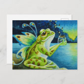 Whimsical Fairy Frog & Fireflies Wasserfarben Kuns Postkarte (Vorne/Hinten)